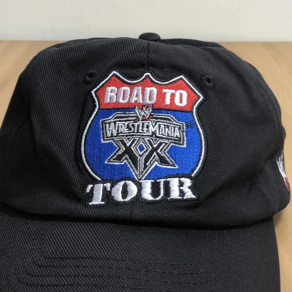 Vintage WWE Road To Wrestle Mania 20 XX Tour Hat 2004 Hat Black Rare Retro